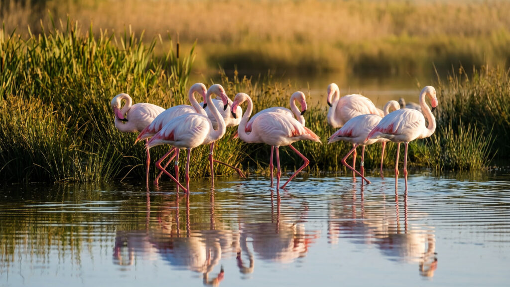 Flamingos in der Laguna de Fuente de Piedra